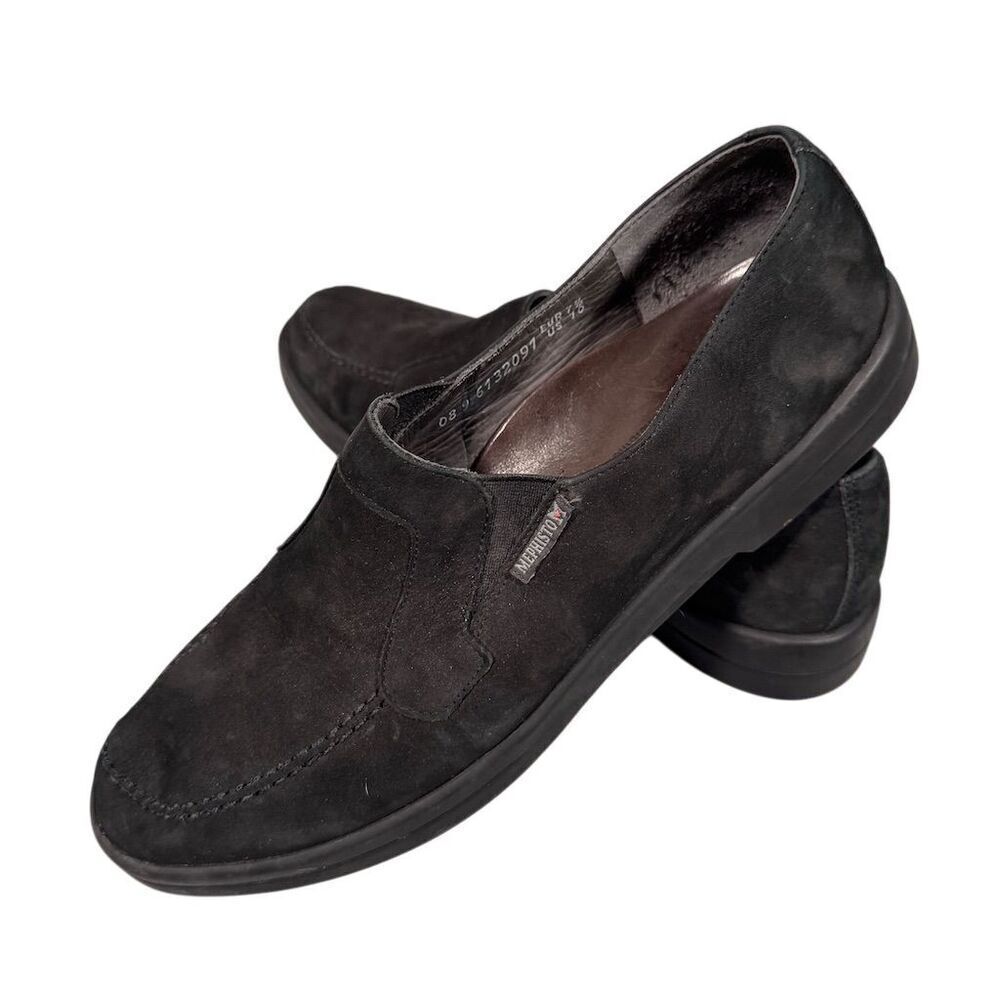 Mephisto Women's Black Suede Slip-On Loafers Size 10 Casual Flats